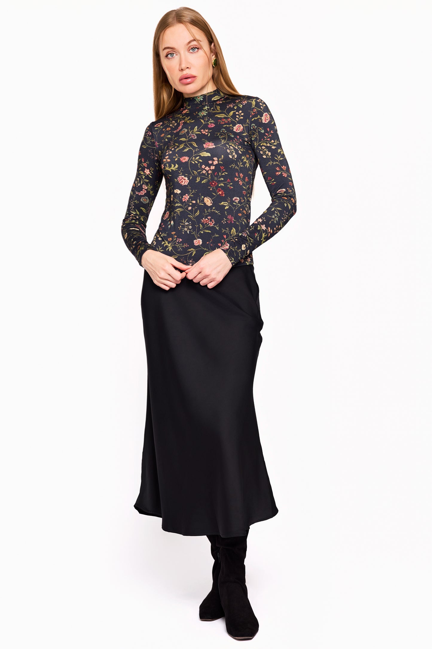 Dark Floral Turtleneck