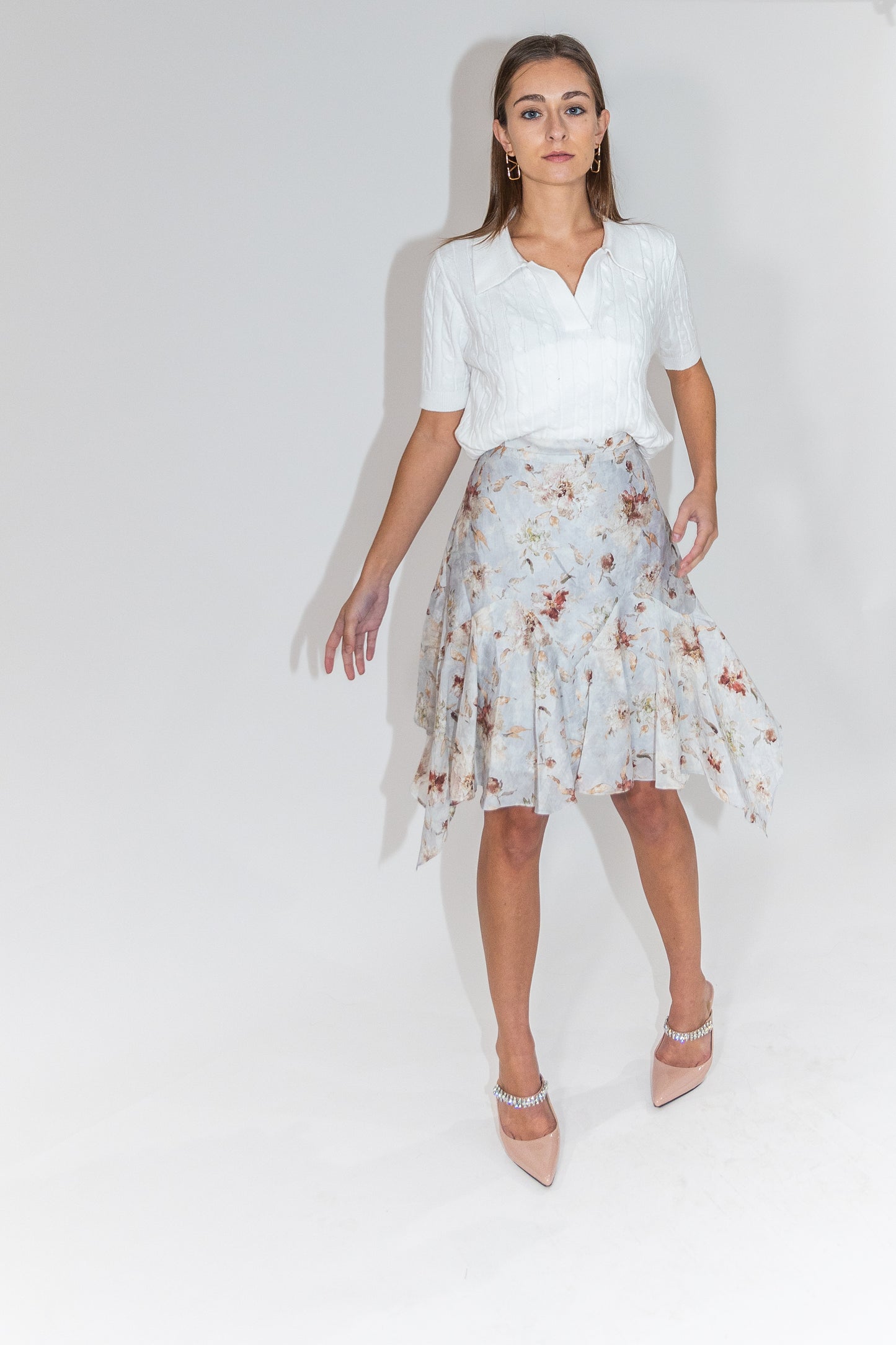 Watercolor Handkerchief Hem Skirt