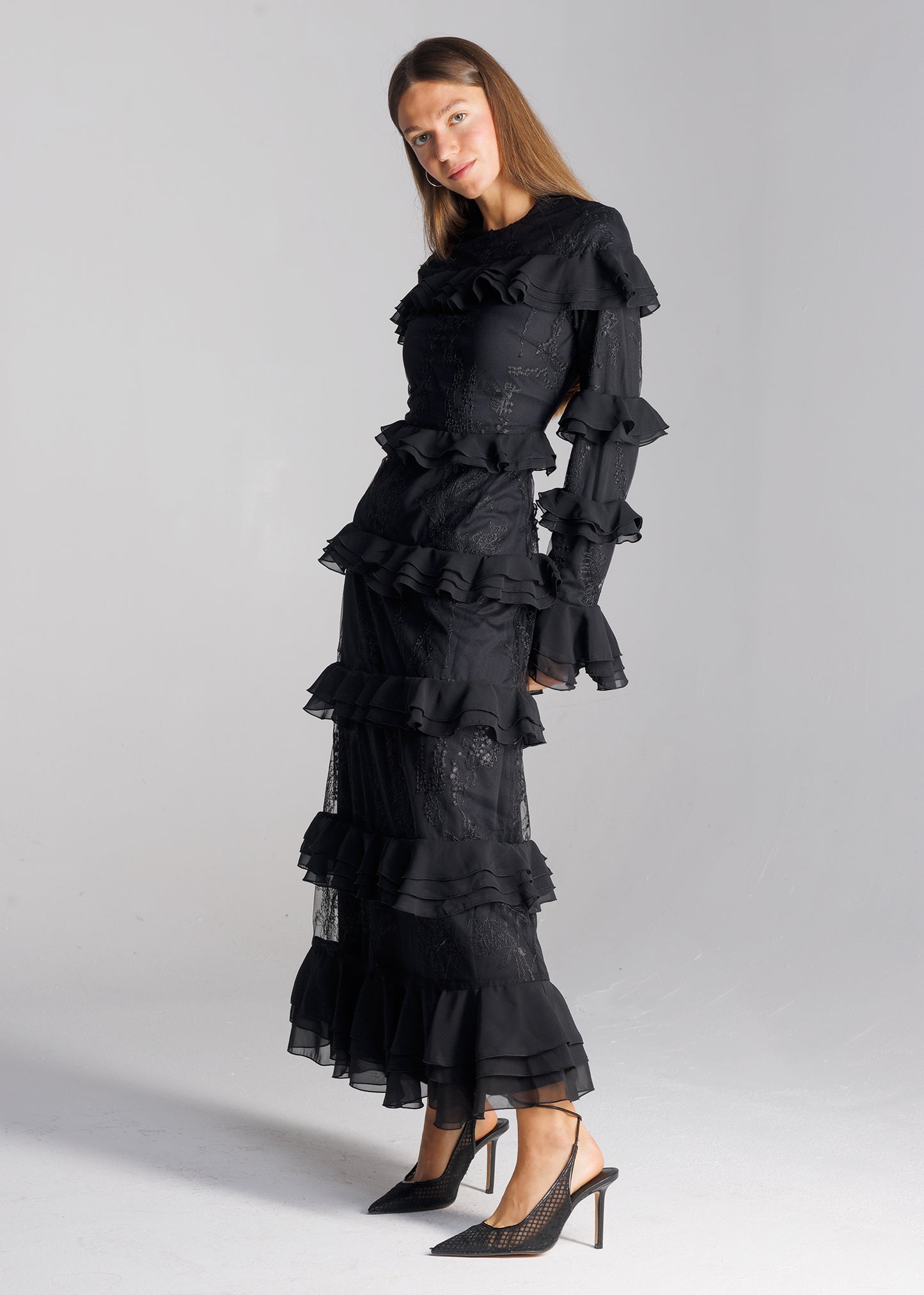 Ruffle Maxi Black