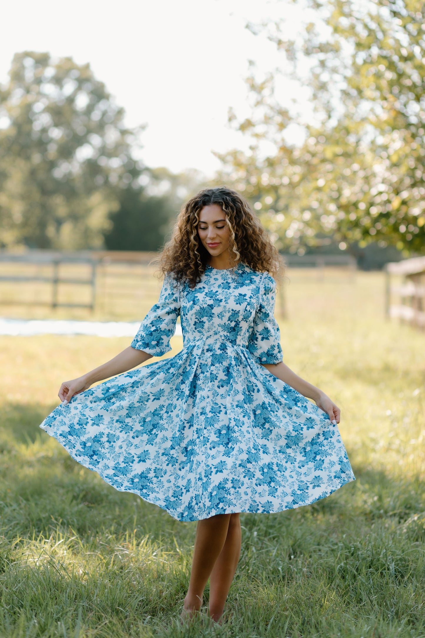 Empire Blue Floral Dress