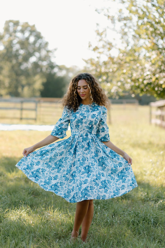 Empire Blue Floral Dress