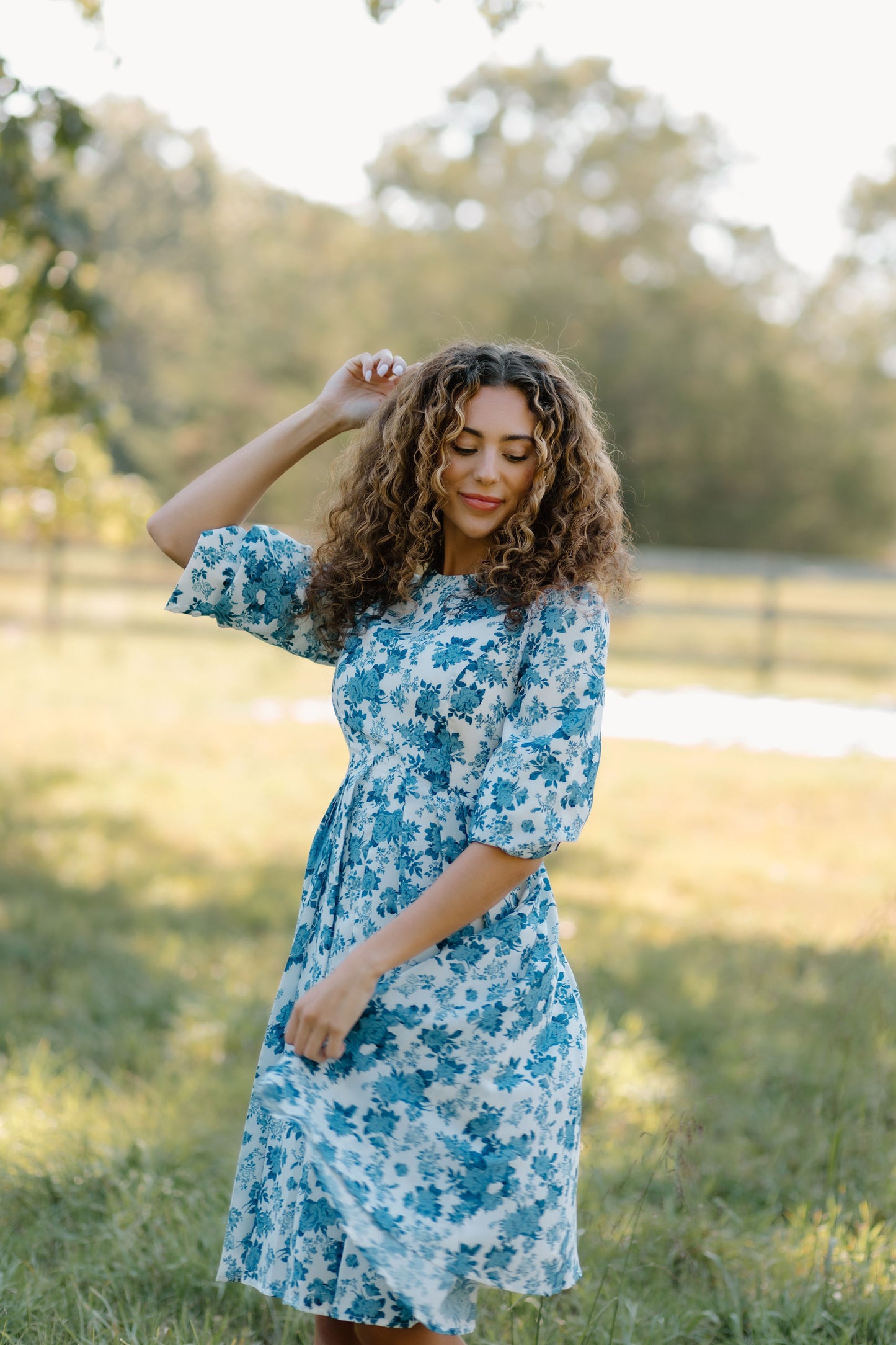 Empire Blue Floral Dress