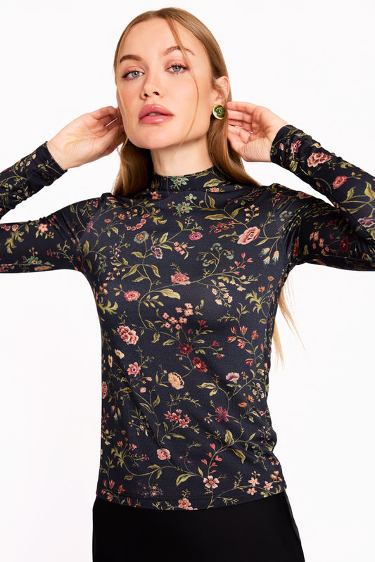 Dark Floral Turtleneck