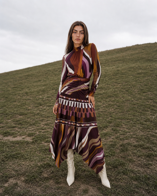 Celeste Dress- Plum Swirl