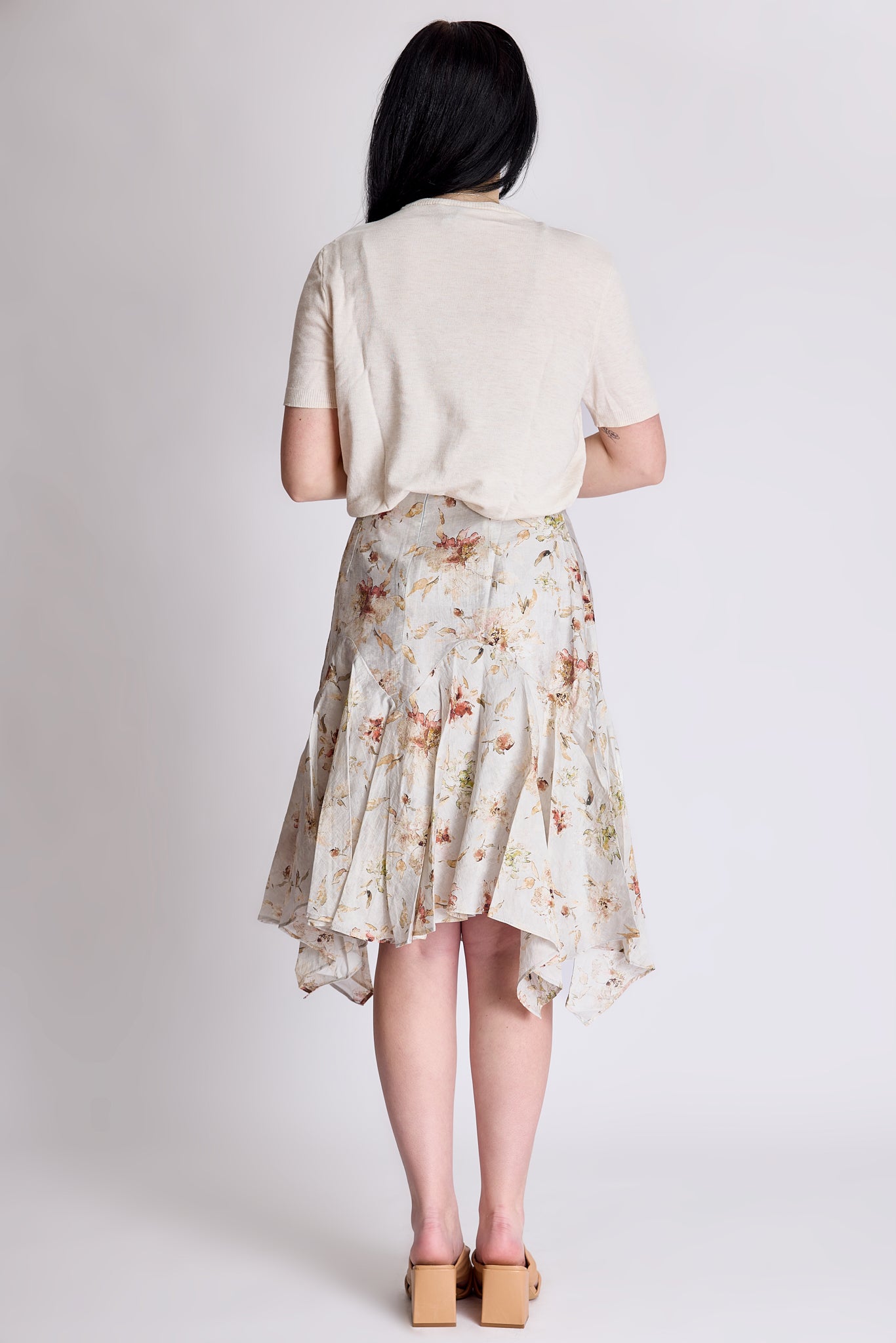 Watercolor Handkerchief Hem Skirt